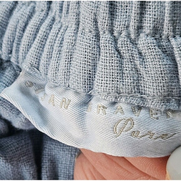 Susan Graver Pure Linen Utility Cargo Crop Pant Faded Chambray Size S Pull On - Picture 3 of 10